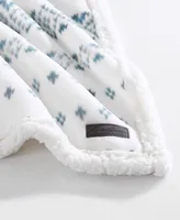 Closeout! Eddie Bauer Mountain Village Ultra Soft Plush Fleece Reversible Blanket, Full/Queen