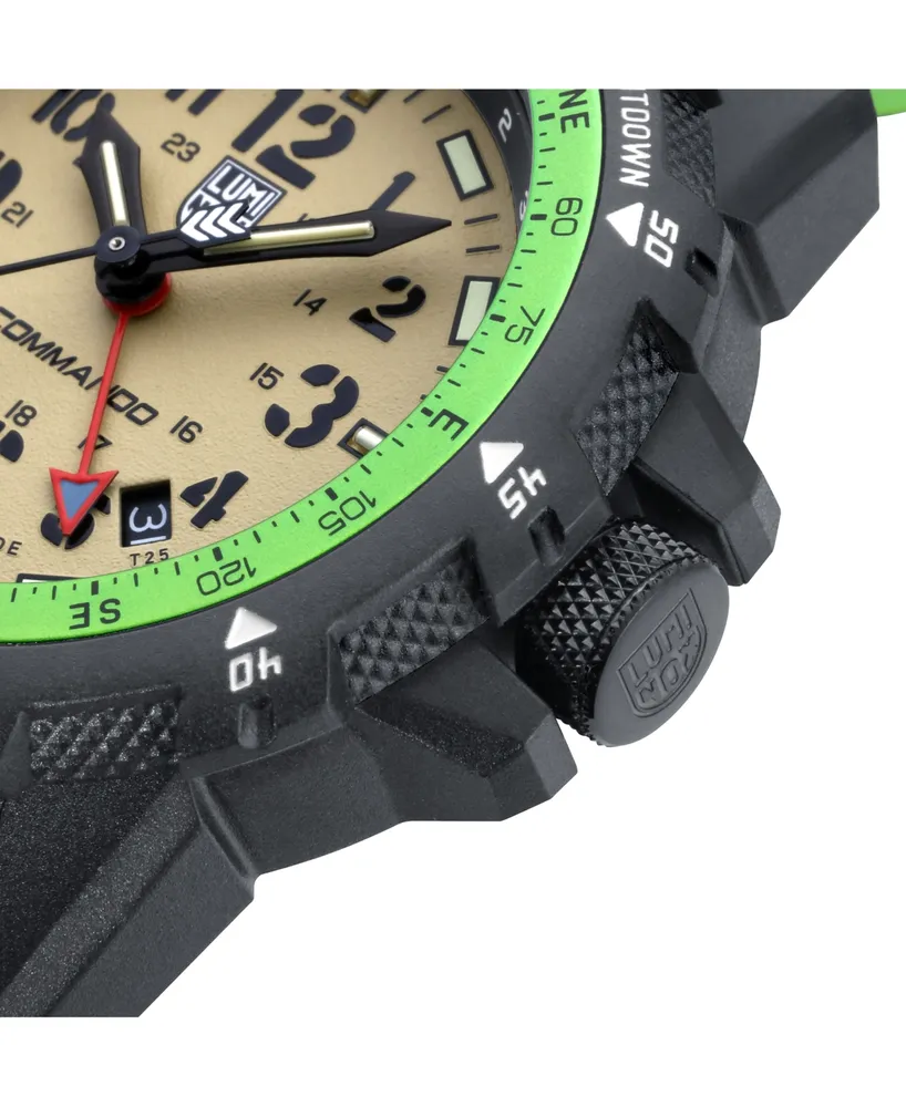 Luminox Men's Swiss Commando Raider Military Gmt Green Rubber Strap Watch 46mm