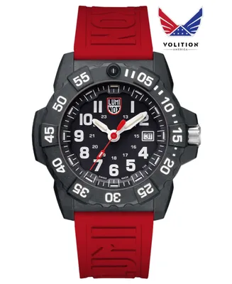 Luminox Men's Swiss Volition Special Edition Navy Seal Military Dive Red Rubber Strap Watch 45mm