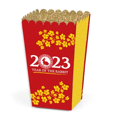 Big Dot of Happiness 2024 Year of the Dragon - Lunar New Year Favor Popcorn Treat Boxes - Set of 12