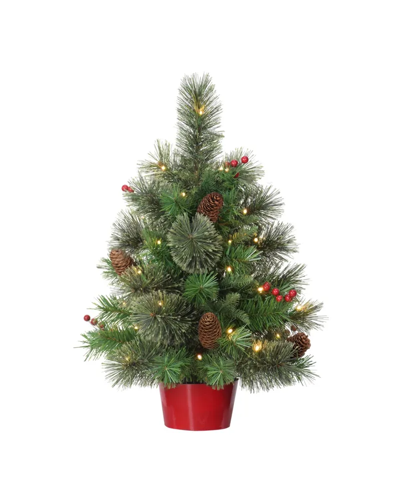 Puleo Pre-Lit Table Top Artificial Christmas Tree with 35 Lights in Base, 2'