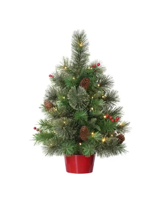 Puleo Pre-Lit Table Top Artificial Christmas Tree with 35 Lights in Base, 2'