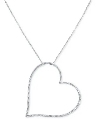 Diamond Large Open Heart 18" Pendant Necklace (3/4 ct. t.w.) in Sterling Silver