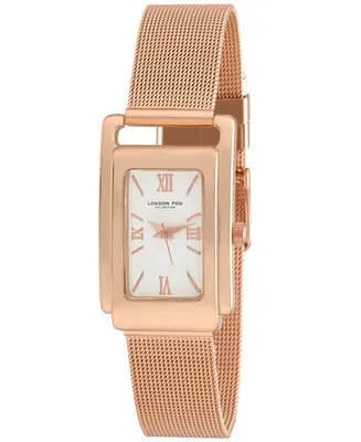 London Fog Women's Thames Rose Gold-Tone Alloy Mesh Bracelet Watch 35mm - Rose Gold