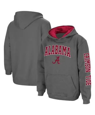 Youth Boys Colosseum Charcoal Alabama Crimson Tide 2-Hit Team Pullover Hoodie