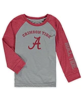 Toddler Boys and Girls Colosseum Heathered Gray Alabama Crimson Tide Long Sleeve Raglan T-shirt