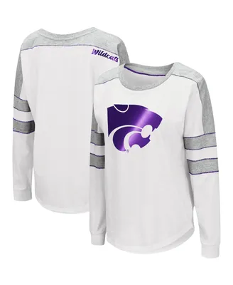 Women's Colosseum White Kansas State Wildcats Trey Dolman Long Sleeve T-shirt