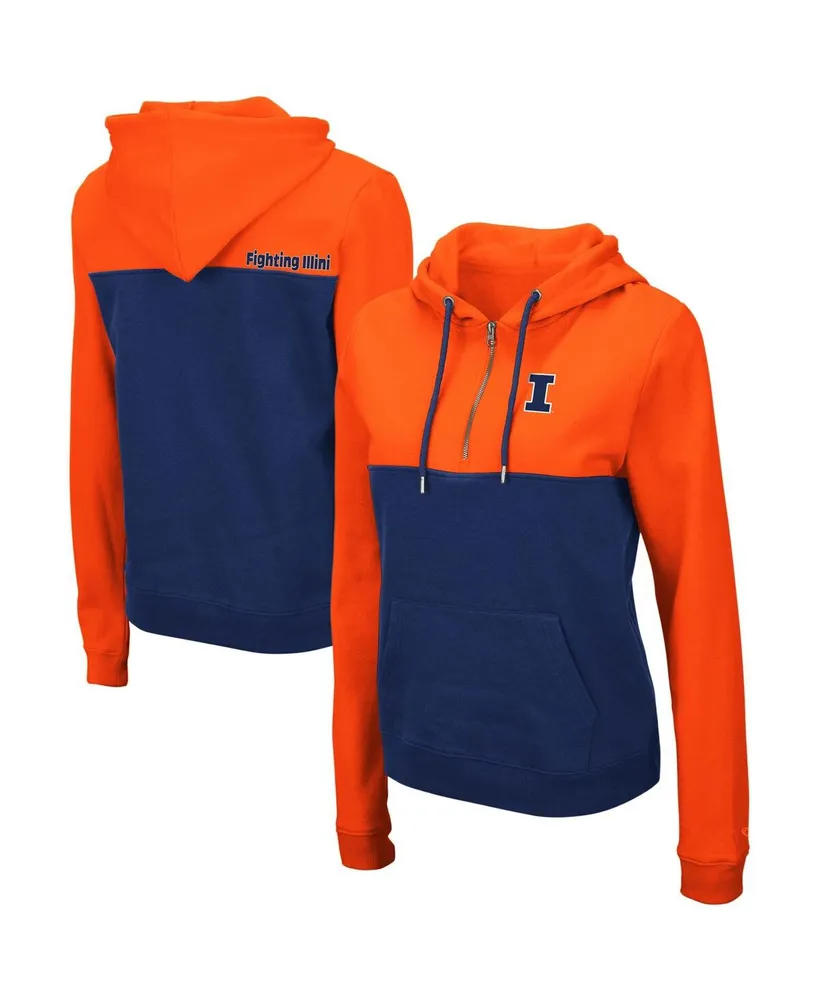 Women's Colosseum Orange, Navy Illinois Fighting Illini Aidan Half-Zip Hoodie