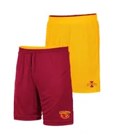 Men's Colosseum Gold, Cardinal Iowa State Cyclones Wiggum Reversible Shorts