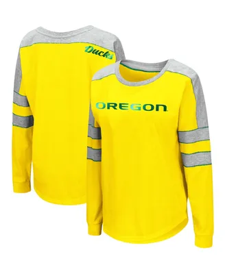 Women's Colosseum Yellow Oregon Ducks Trey Dolman Long Sleeve T-shirt