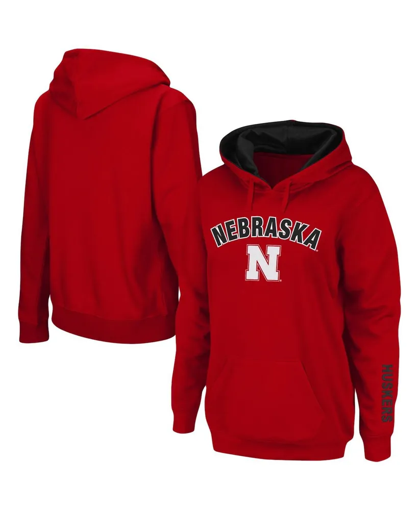 Women's Scarlet Nebraska Huskers Arch and Logo 1 Pullover Hoodie