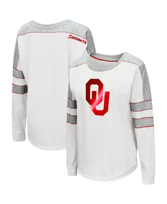 Women's Colosseum White Oklahoma Sooners Trey Dolman Long Sleeve T-shirt