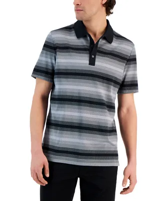 Alfani Men's Regular-Fit Supima Knit Interlock Striped Polo Shirt, Created for Macy's