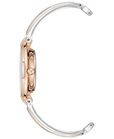 Anne Klein Women's Silver-Tone and Rose Gold-Tone Alloy Bangle with Silver Glitter Watch, 38mm - Silver-tone, Rose Gold