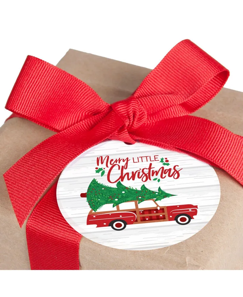 Big Dot of Happiness Merry Little Christmas Tree - Red Car Christmas To & From Favor Gift Tags 20 Ct