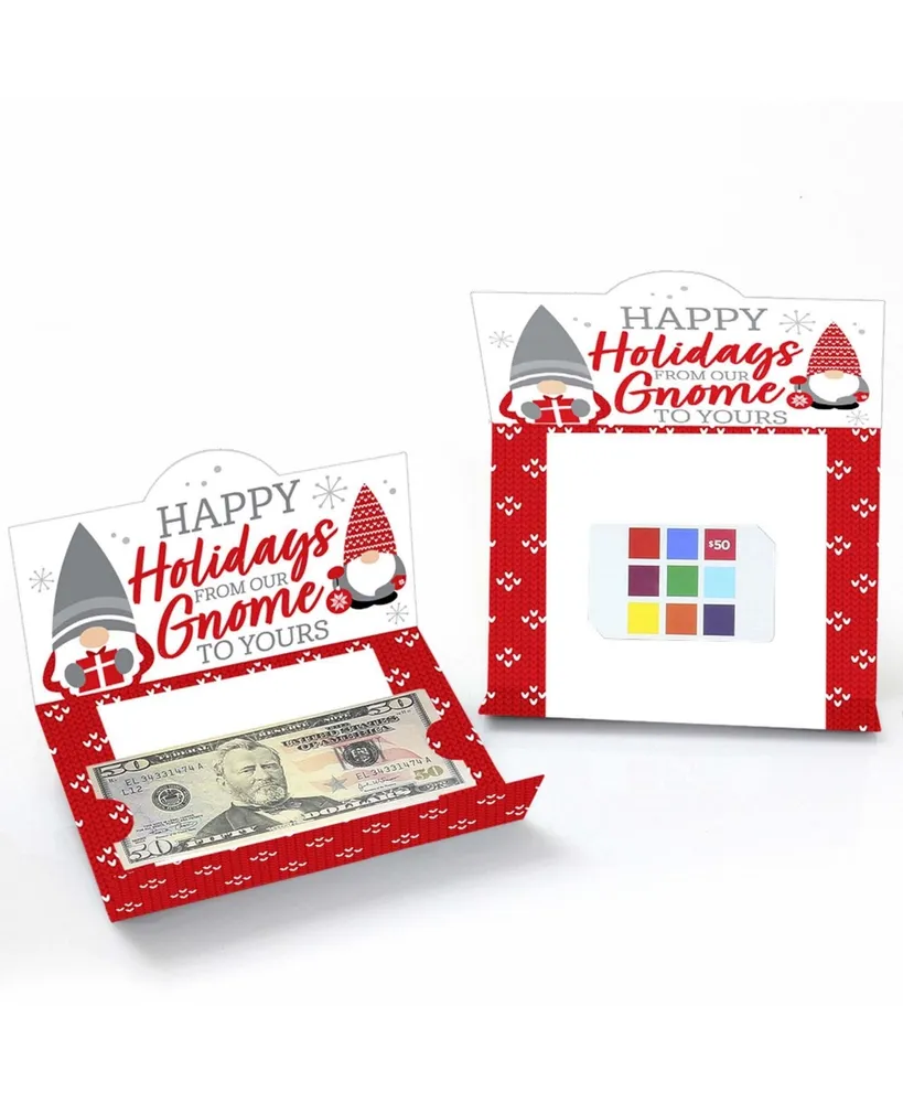 Big Dot of Happiness Christmas Gnomes - Holiday Party Money and Gift Card Holders - Set of 8