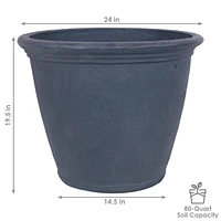 Anjelica 24" Outdoor Double-Walled Polyresin Planter with Uv-Resistant Slate Finish