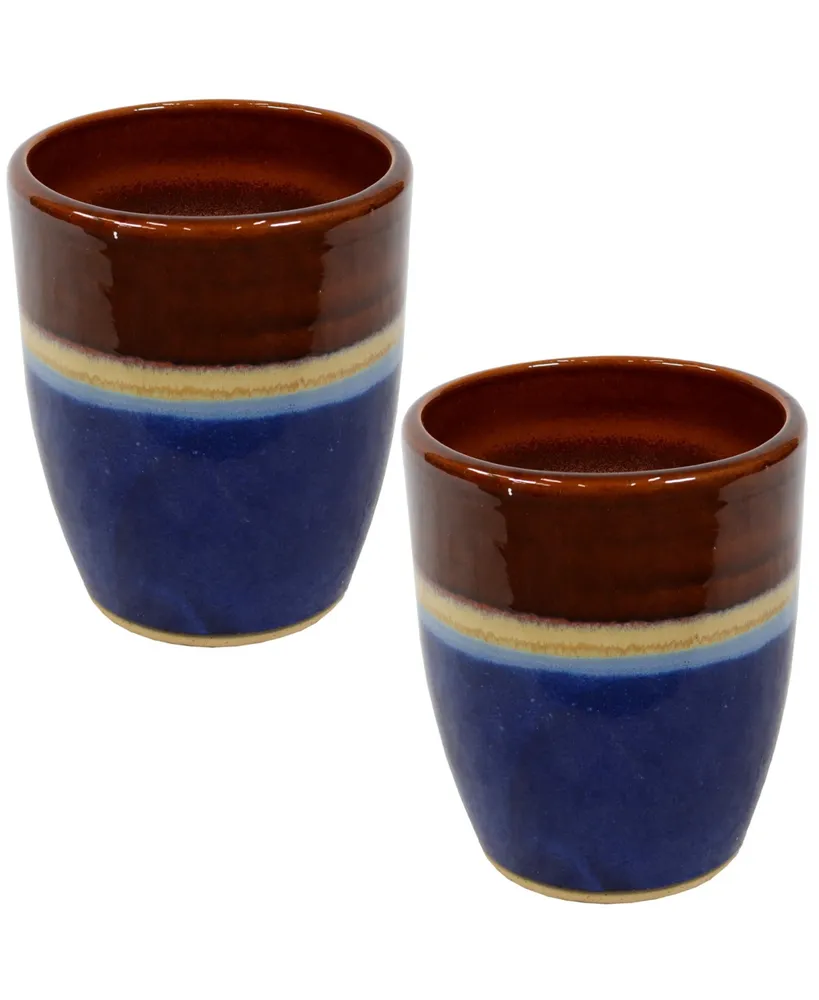 Sunnydaze Decor Captivating Vista Ceramic Planter - 11.5" - Beachcomber - 2 pk