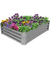 Sunnydaze Decor Galvanized Steel Rectangle Raised Garden Bed - Gray - 48 in