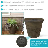 Sunnydaze Decor 19.5 in Arabella Polyresin Outdoor Planter - Sable