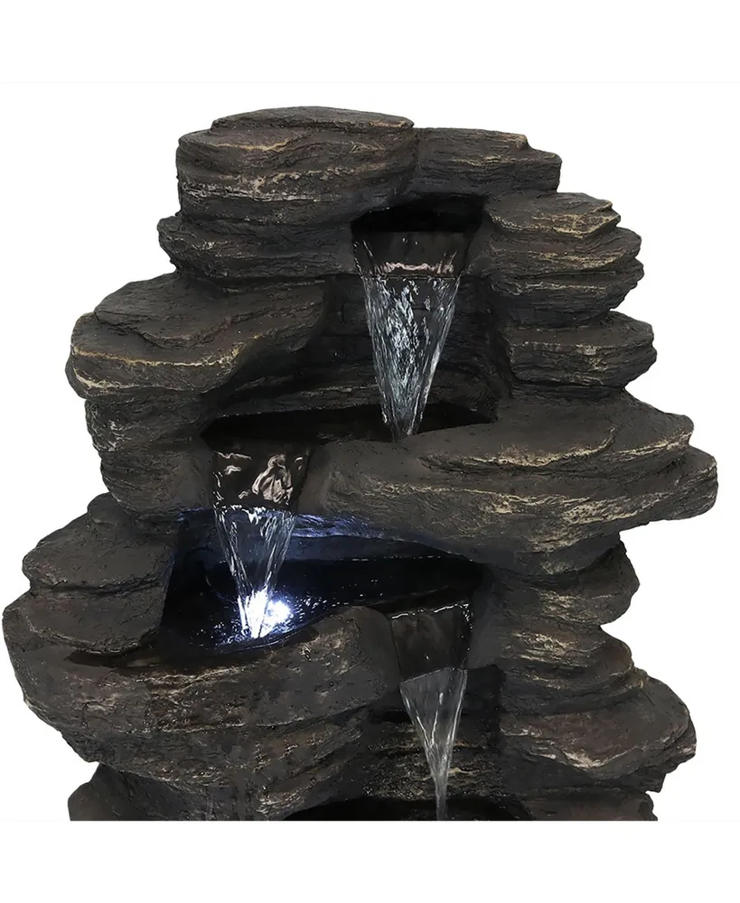 Sunnydaze Decor Rock Falls Electric Waterfall Fountain with Led Lights - 39 in