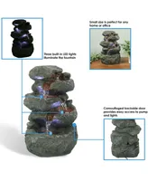 Sunnydaze Decor Stacked Rocks 10.5 Inch Indoor Tabletop Water Fountain with Led Lights - Quiet Sounds