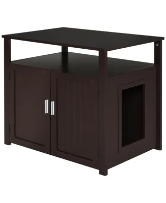 Tabletop Side Table Cat Box Fixture w/ Magnetic Closing Door