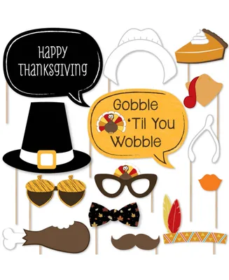 Give Thanks - Thanksgiving Party Photo Booth Props Kit - 20 Count