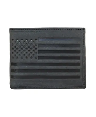 Lucky Brand Men's Flag Embossed Leather Bifold Wallet