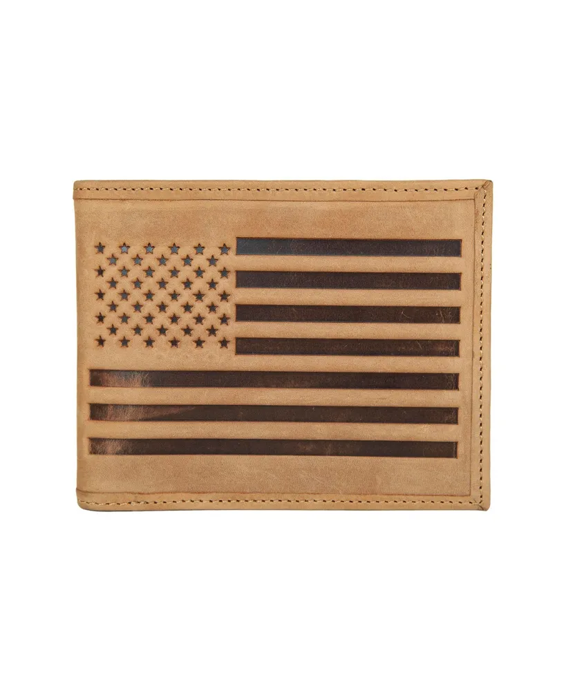 Lucky Brand Men's Flag Embossed Leather Bifold Wallet