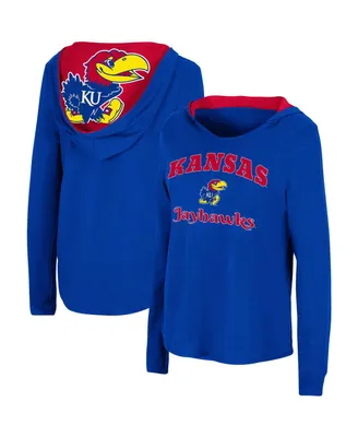 Women's Colosseum Royal Kansas Jayhawks Catalina Hoodie Long Sleeve T-Shirt