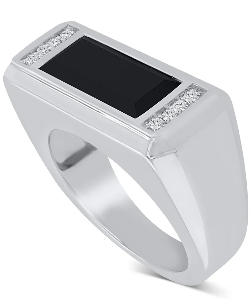 Men's Onyx & Diamond (1/10 ct. t.w.) Polished Rectangular Ring