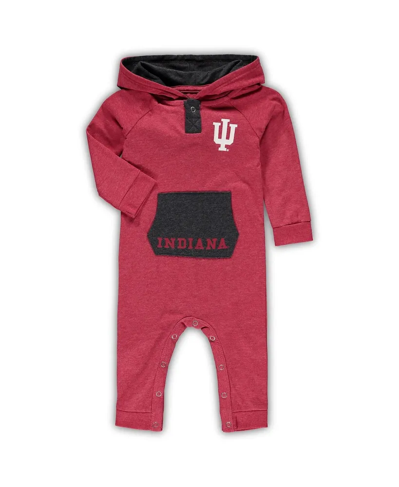 Newborn and Infant Boys and Girls Colosseum Crimson Indiana Hoosiers Henry Pocketed Hoodie Romper