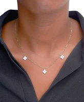 Wrapped Diamond & Enamel Quatrefoil Dangle 18" Collar Necklace (1/4 ct. t.w.) in 10k Gold, Created for Macy's