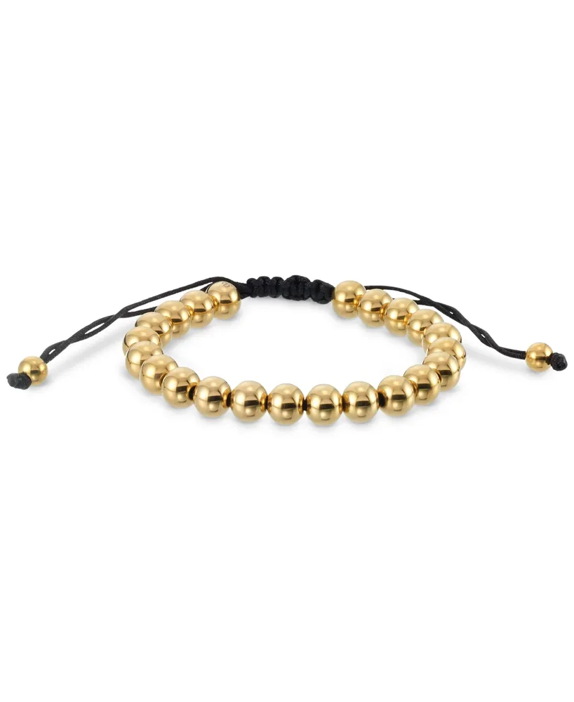 Legacy for Men by Simone I. Smith Polished Bead Cord Bolo Bracelet in Gold-Tone Ion-Plated Stainless Steel - Gold