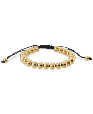 Legacy for Men by Simone I. Smith Polished Bead Cord Bolo Bracelet in Gold-Tone Ion-Plated Stainless Steel - Gold