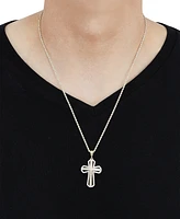 Grown With Love Men's Lab Grown Diamond Cross 22" Pendant Necklace (1 ct. t.w.) in 14k Two-Tone Gold