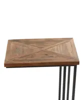 Rosemary Lane Metal Rustic Accent Table with Brown Wood Top, 19" x 11" x 26"