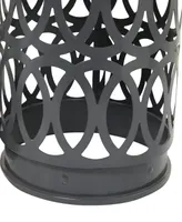 Rosemary Lane 23", 19", 15" Metal Contemporary Geometric Accent Table with Laser Carved Trellis Design, Set of 3