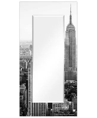 Empire Art Direct 'My N.y.' Rectangular On Free Floating Printed Tempered Art Glass Beveled Mirror, 72" x 36"