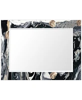 Empire Art Direct 'Ebony' Rectangular On Free Floating Printed Tempered Art Glass Beveled Mirror, 40" x 30"