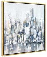 Empire Art Direct Winter Cityscape Textured Glitter Hand Painted Canvas Wall Art, 36" x 36"