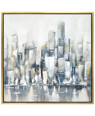 Empire Art Direct Winter Cityscape Textured Glitter Hand Painted Canvas Wall Art, 36" x 36"