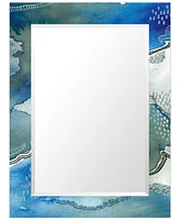 Empire Art Direct 'Subtle Blues' Rectangular On Free Floating Printed Tempered Art Glass Beveled Mirror, 40" x 30"