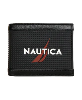 Nautica Men's Logo Rubber Leather Bifold Wallet