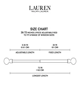 Lauren Ralph Lauren Markel 1" Adjustable Window Curtain Rod and Finial 22 Piece Set, 36"-72"