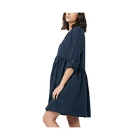 Ripe Maternity Demi Tencel Shirt Dress Navy