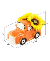 Flora Bunda Sunflowers Truck Ceramic Pot, 10.25"