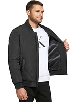 Calvin Klein Men's Quilted Baseball Jacket with Rib-Knit Trim