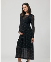 Ripe Maternity Dot Nursing Dress Black